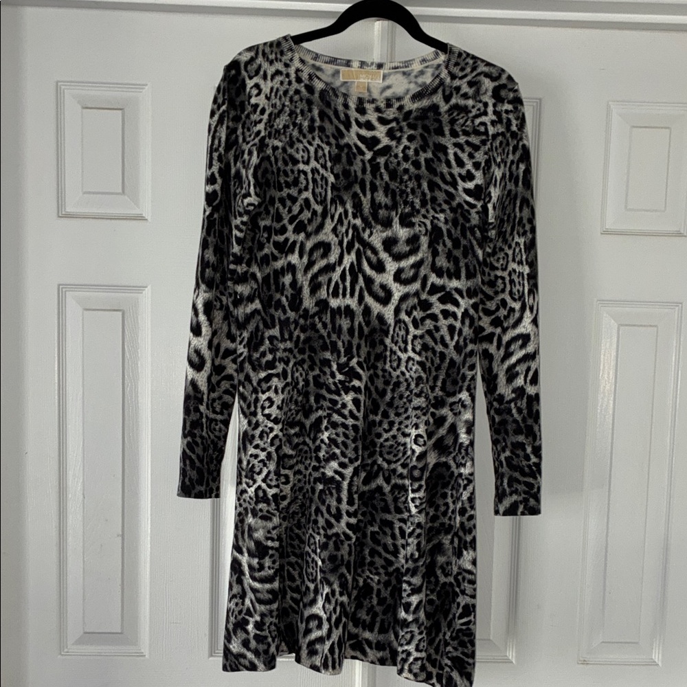 MICHAEL Michael Kors Leopard Print Long Sleeve Dress